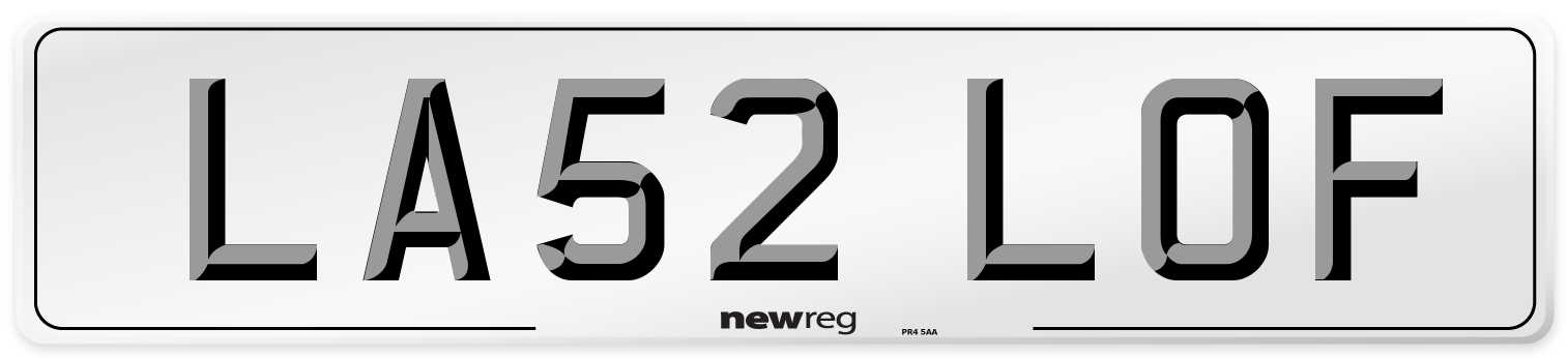 LA52 LOF Number Plate from New Reg